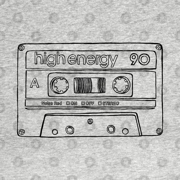 Cassette Tape, High Energy 90 Tape by badlydrawnbabe